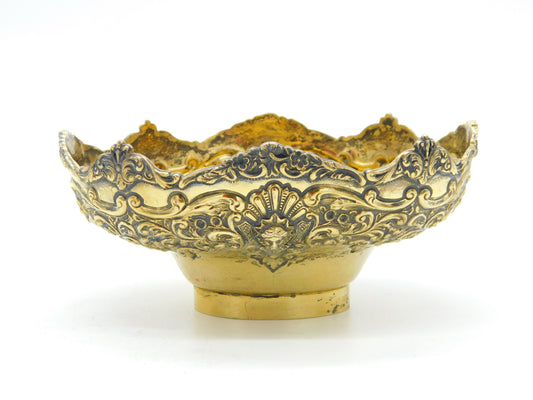 Edwardian Sterling Silver Gilt Floral & Cherub Pattern Sugar Bowl 1908 Antique