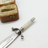 Victorian Sterling Silver Mother of Pearl Sword Shape Bookmark 1889 Antique