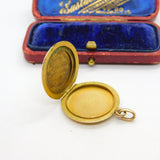 9ct Yellow Gold Back & Front Circular Locket Pendant Antique c1920 Art Deco