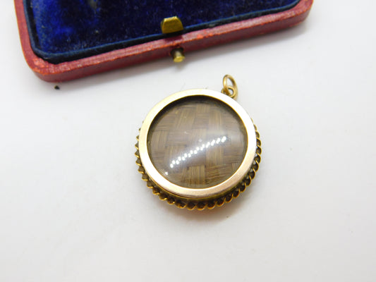 Victorian 15ct Yellow Gold Plaited Hair Set Mourning Locket c1890 Antique