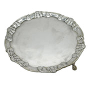 George II Sterling Silver Floral Edge Salver Dish Antique 1756 London