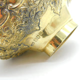 Edwardian Sterling Silver Gilt Floral & Cherub Pattern Sugar Bowl 1908 Antique