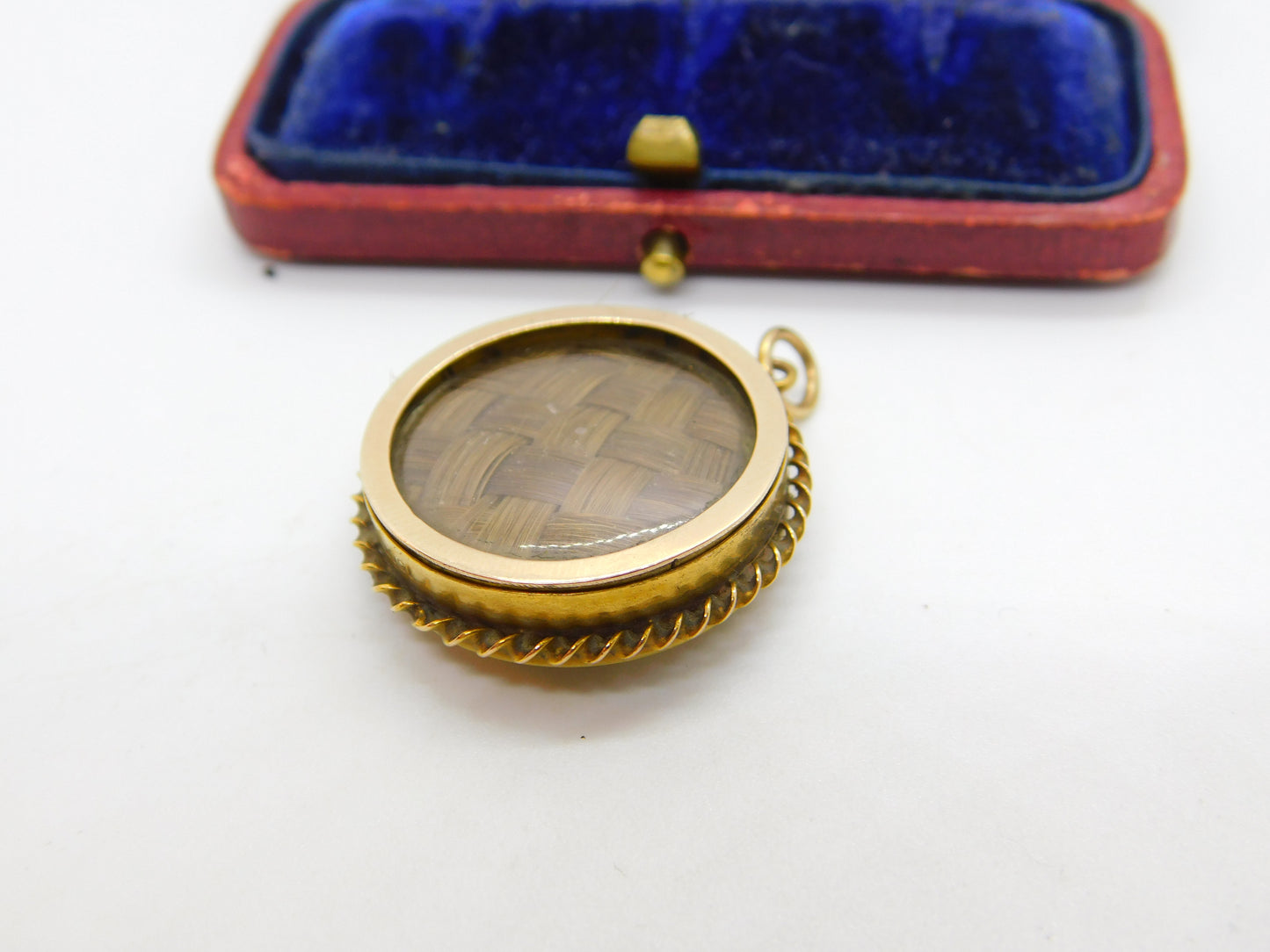 Victorian 15ct Yellow Gold Plaited Hair Set Mourning Locket c1890 Antique