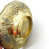 Edwardian Sterling Silver Gilt Floral & Cherub Pattern Sugar Bowl 1908 Antique