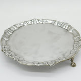 George II Sterling Silver Floral Edge Salver Dish Antique 1756 London
