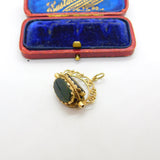 9ct Yellow Gold, Bloodstone, Carnelian, Onyx Victorian Style Spinner Pendant