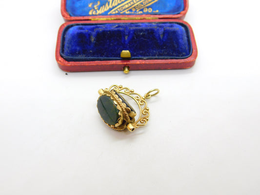 9ct Yellow Gold, Bloodstone, Carnelian, Onyx Victorian Style Spinner Pendant