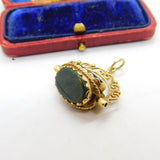 9ct Yellow Gold, Bloodstone, Carnelian, Onyx Victorian Style Spinner Pendant