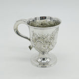 Victorian Silver Plated Art Nouveau Floral Christening Mug c1890 Antique