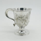 Victorian Silver Plated Art Nouveau Floral Christening Mug c1890 Antique