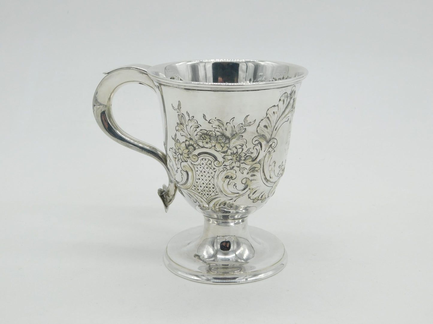 Victorian Silver Plated Art Nouveau Floral Christening Mug c1890 Antique