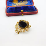 9ct Yellow Gold, Bloodstone, Carnelian, Onyx Victorian Style Spinner Pendant