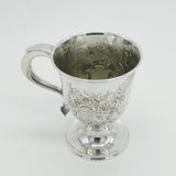 Victorian Silver Plated Art Nouveau Floral Christening Mug c1890 Antique
