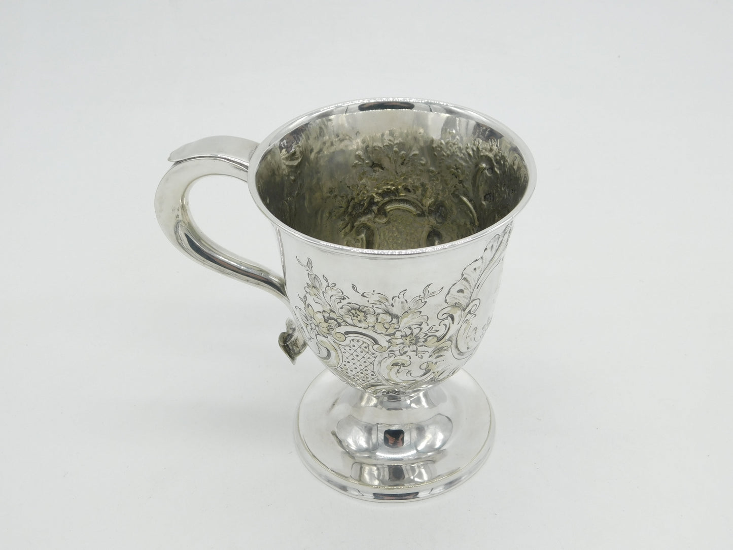 Victorian Silver Plated Art Nouveau Floral Christening Mug c1890 Antique