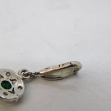 9ct White Gold, Emerald & Diamond Drop Pendant Vintage c1990 Birmingham