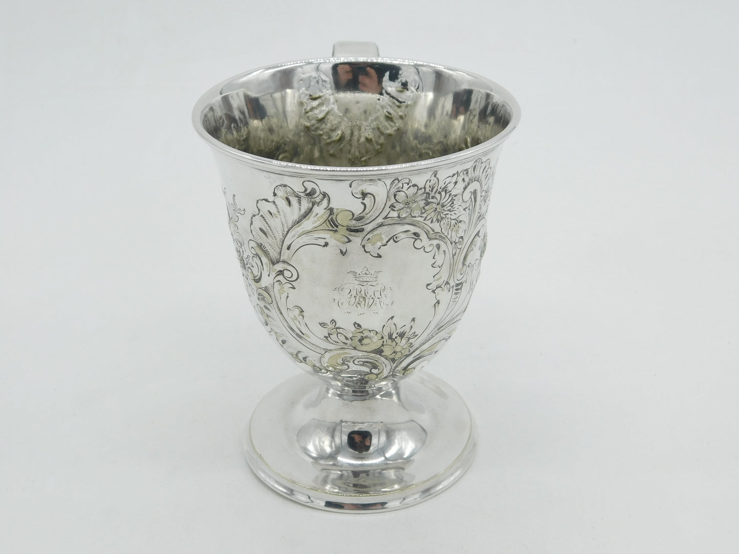 Victorian Silver Plated Art Nouveau Floral Christening Mug c1890 Antique