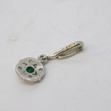 9ct White Gold, Emerald & Diamond Drop Pendant Vintage c1990 Birmingham