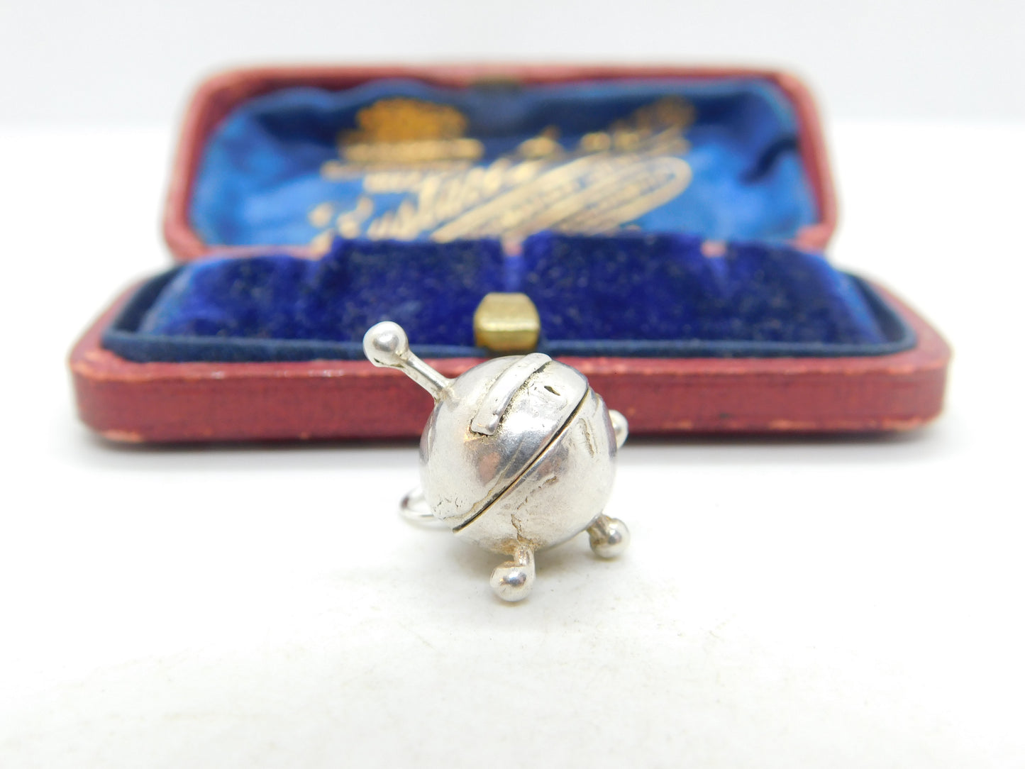 Sterling Silver Sputnik Openable Laika Dog Charm Soviet Vintage c1960