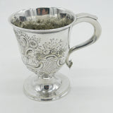 Victorian Silver Plated Art Nouveau Floral Christening Mug c1890 Antique