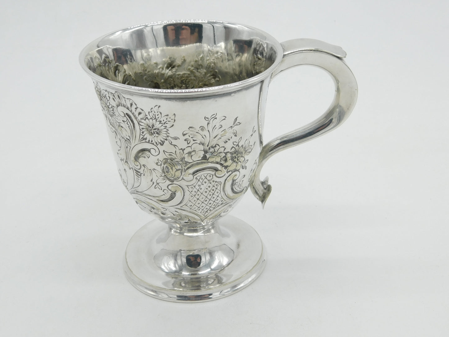 Victorian Silver Plated Art Nouveau Floral Christening Mug c1890 Antique