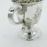 Victorian Silver Plated Art Nouveau Floral Christening Mug c1890 Antique