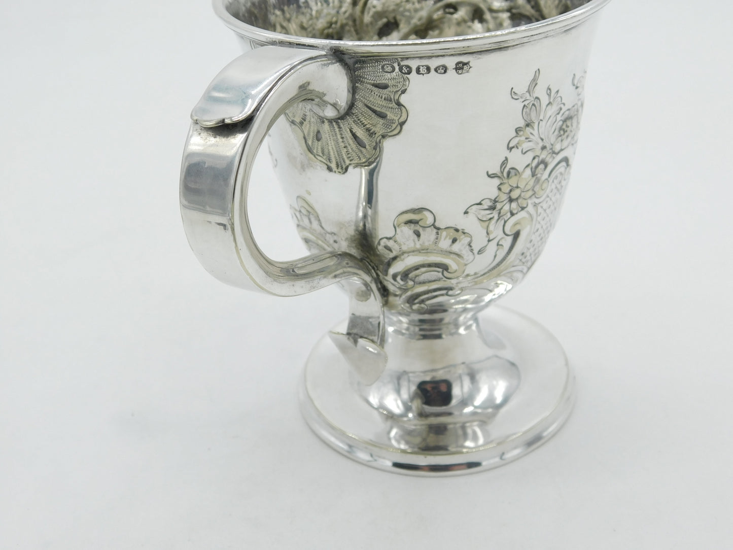 Victorian Silver Plated Art Nouveau Floral Christening Mug c1890 Antique