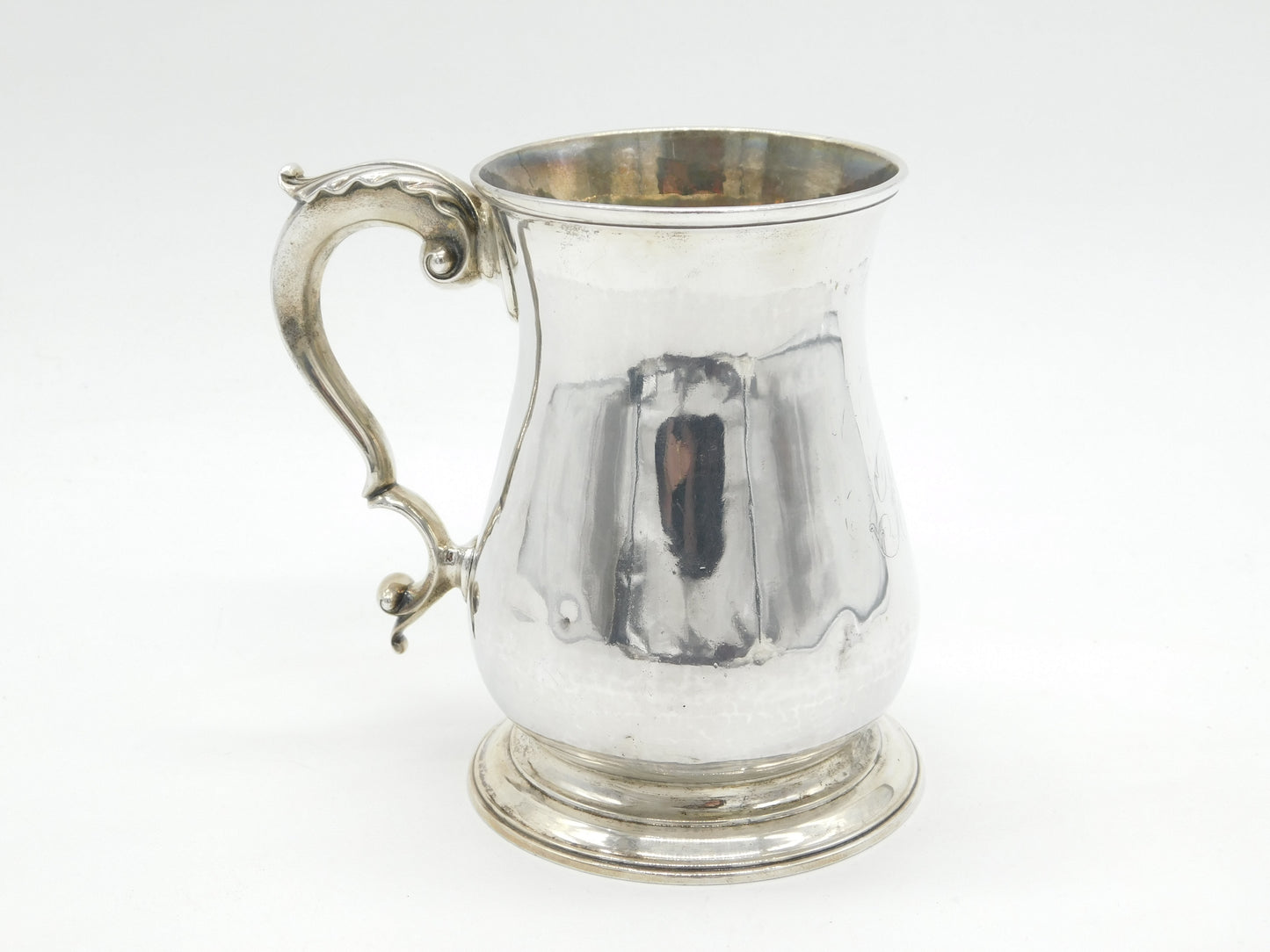 George III Sterling Silver Baluster Pint Tankard 'B' Initial Antique 1761 London