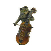 Victorian Cold Painted Vienna Bronze Cat Playing Cello Miniature Figure Antique c1860