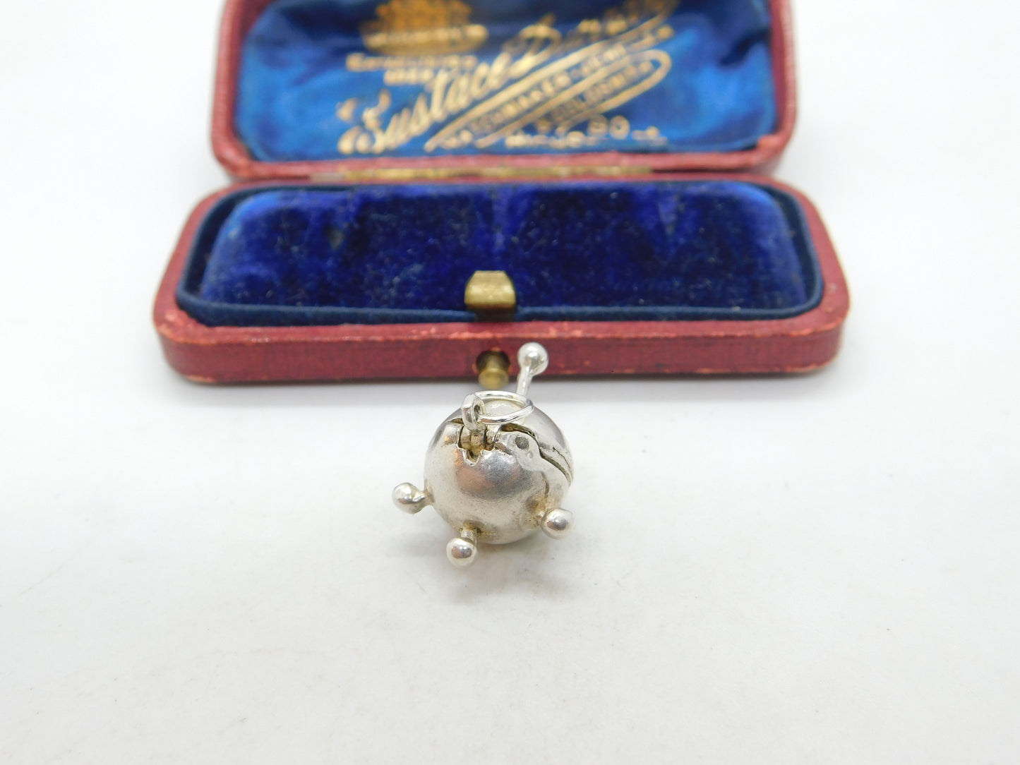 Sterling Silver Sputnik Openable Laika Dog Charm Soviet Vintage c1960