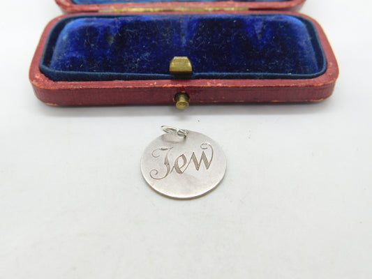 Victorian Sterling Silver 'Jew' Julia Nickname Love Token Threepence Charm 1888