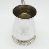 George III Sterling Silver Baluster Pint Tankard 'B' Initial Antique 1761 London
