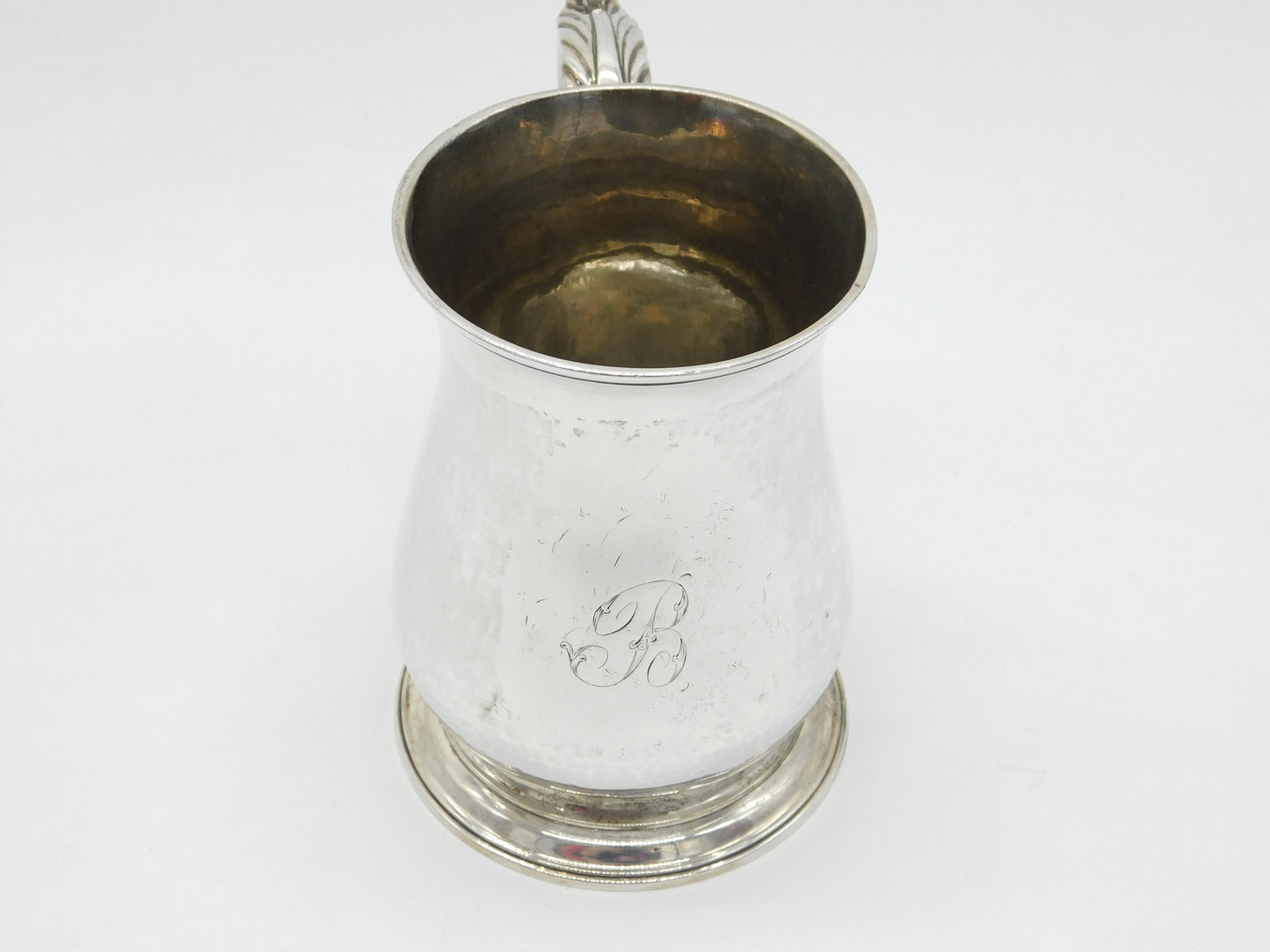 George III Sterling Silver Baluster Pint Tankard 'B' Initial Antique 1761 London