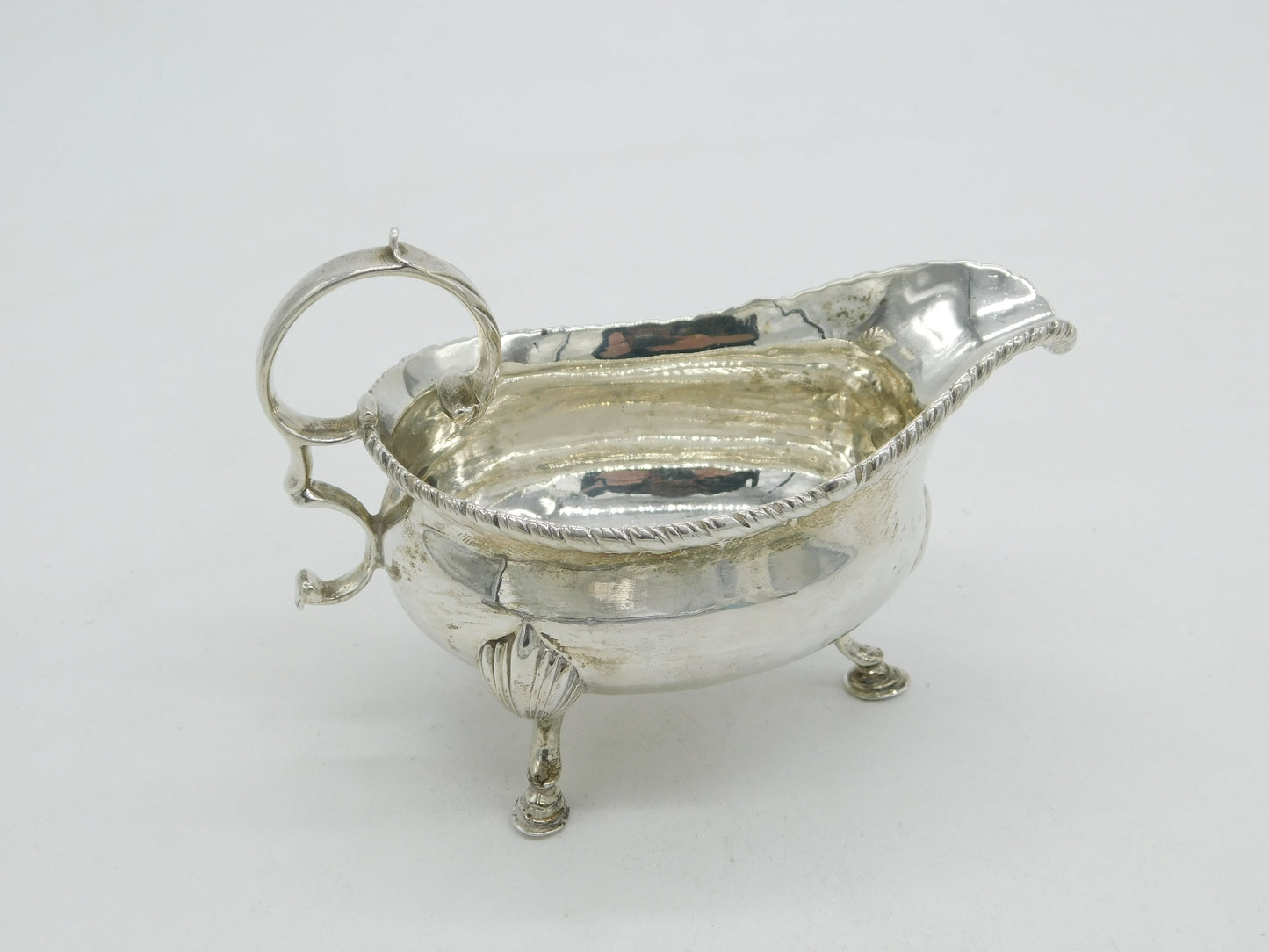 Georgian Sterling Silver Scrolled Sauce or Gravy Boat 1777 London Antique