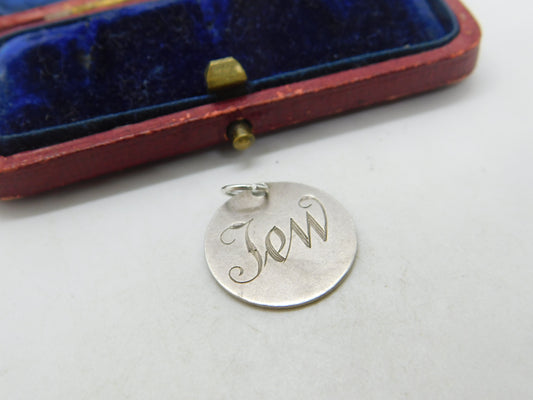 Victorian Sterling Silver 'Jew' Julia Nickname Love Token Threepence Charm 1888