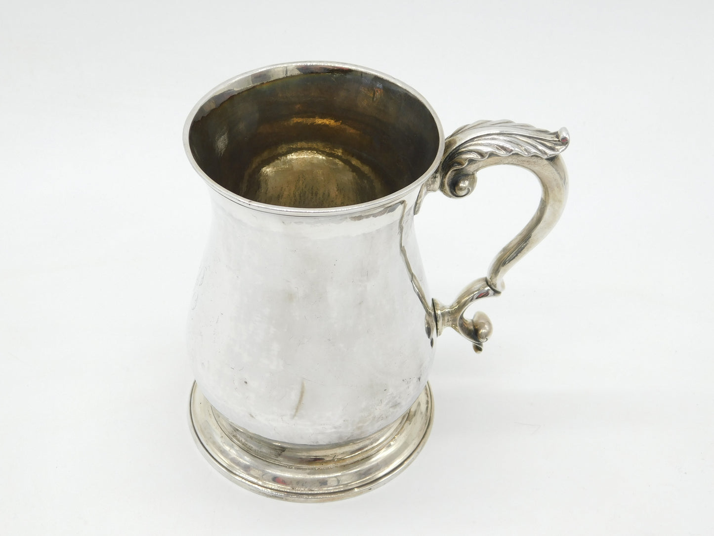 George III Sterling Silver Baluster Pint Tankard 'B' Initial Antique 1761 London