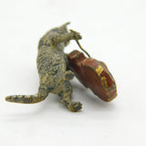 Victorian Cold Painted Vienna Bronze Cat Playing Cello Miniature Figure Antique c1860