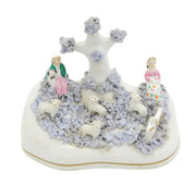 19th Century Staffordshire Porcelaneous Shepherd & Sheep Figure Group Antique Georgian