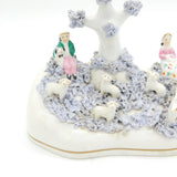 19th Century Staffordshire Porcelaneous Shepherd & Sheep Figure Group Antique Georgian