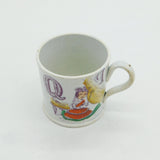 Victorian Novelty Transferware Teacup Robert Peel & Queen Victoria c1845 Antique