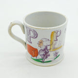 Victorian Novelty Transferware Teacup Robert Peel & Queen Victoria c1845 Antique
