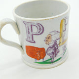 Victorian Novelty Transferware Teacup Robert Peel & Queen Victoria c1845 Antique