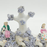 19th Century Staffordshire Porcelaneous Shepherd & Sheep Figure Group Antique Georgian