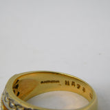 9ct Yellow Gold, Emerald & Spinel Set Three-Tier Dress Ring Vintage c1990