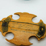 Victorian Mauchline Ware Brooch 'Scene on the Doon' Antique c1890 Scottish