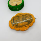 Mauchline Ware 'Interior of Burns' Cottage' Brooch Pin Antique c1890 Scottish