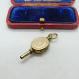 Victorian 9ct Yellow Gold Back & Watch Key Locket Blue Enamel Antique c1880