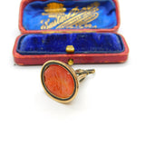 Georgian 9ct Yellow Carved Agate Floral Seal Intaglio Fob c1800 Antique