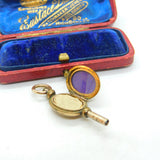 Victorian 9ct Yellow Gold Back & Watch Key Locket Blue Enamel Antique c1880