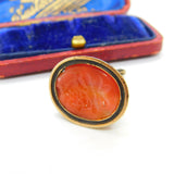 Georgian 9ct Yellow Carved Agate Floral Seal Intaglio Fob c1800 Antique