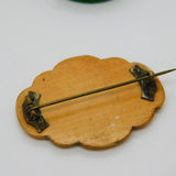 Mauchline Ware 'Interior of Burns' Cottage' Brooch Pin Antique c1890 Scottish